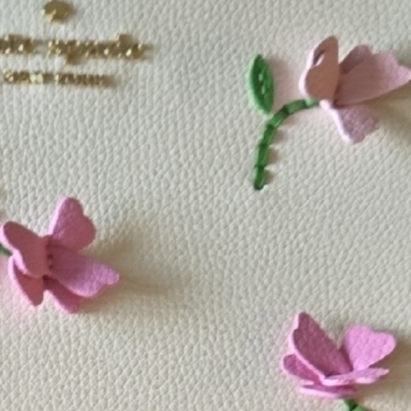 Kate Spade Cream Lucy Wristlet with Pink Floral 3D Accents - Picture 6 of 8